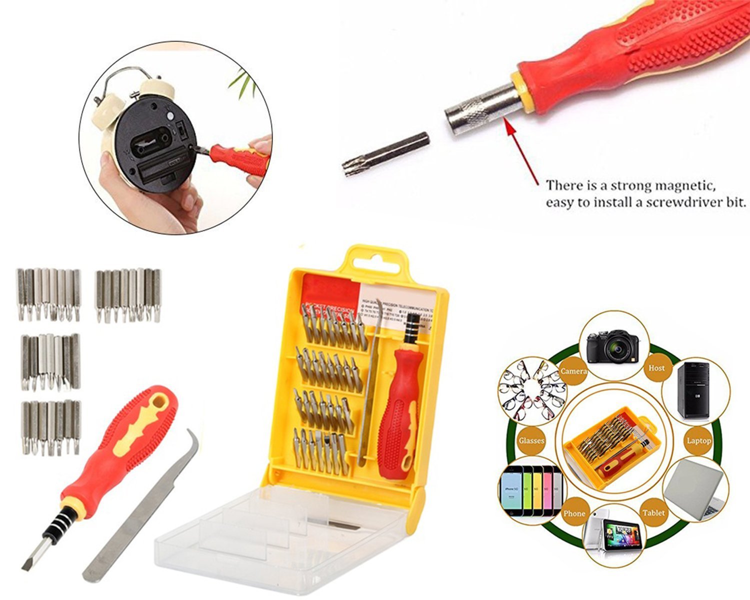 Screwdriver set with organized magnetic holder Screwdriver set with organized magnetic holder